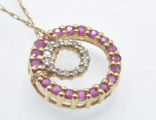 A 14ct / 9ct Gold Ruby & Diamond Pendant Necklace.