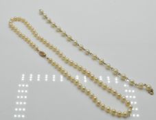 A 9ct Gold Cultured Pearl Necklace & Bracelet