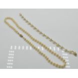 A 9ct Gold Cultured Pearl Necklace & Bracelet