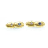 A Pair of Antique Gold Sapphire & Diamond Cufflinks