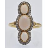 A French 18ct Gold Opal & Diamond 'Up Finger' Ring