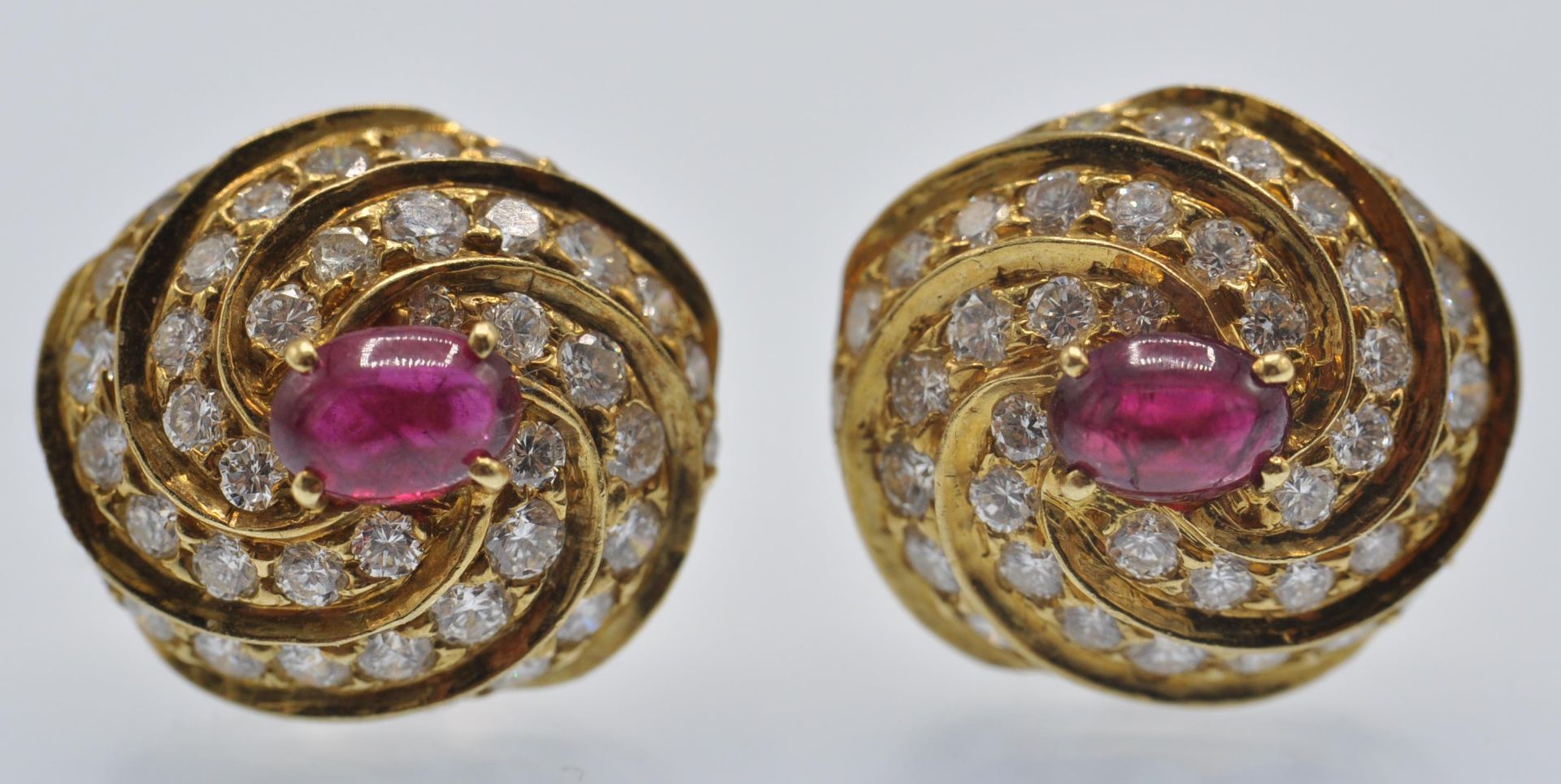 A Pair 18ct Gold of Ruby & Diamond Earrings