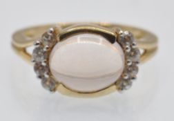 A Hallmarked 9ct Gold & Pink Gem Set Ring