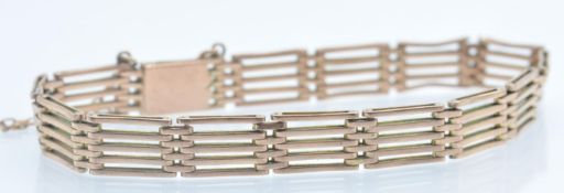 A 9ct Rose Gold Five Bar Gate Link Chain Bracelet