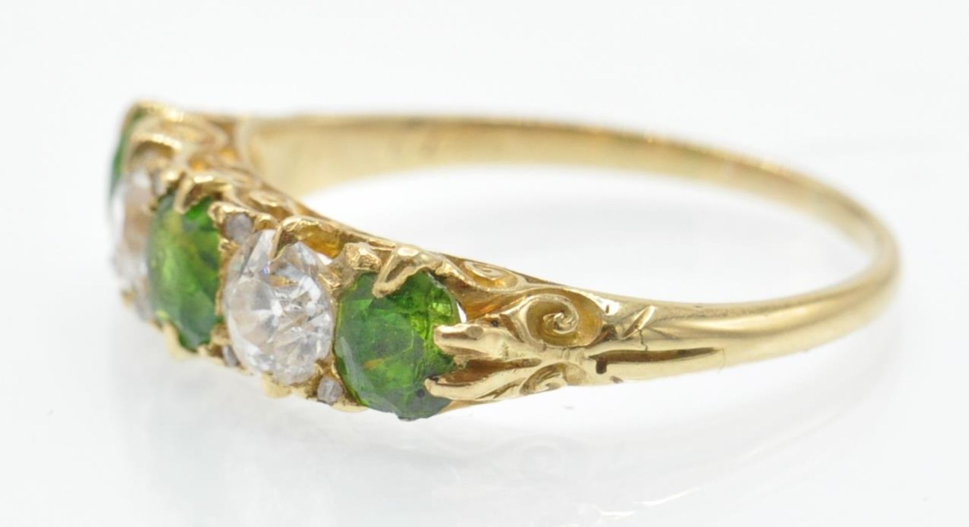 18ct Gold Demantoid Garnet & Diamond Ring - Bild 3 aus 5