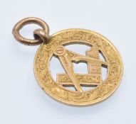 A 1920's Hallmarked 9ct gold Masonic Pendant