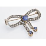 An Antique Gold Sapphire Diamond Brooch Pin