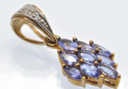 A Hallmarked 9ct Gold Amethyst & Diamond Pendant