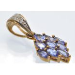 A Hallmarked 9ct Gold Amethyst & Diamond Pendant