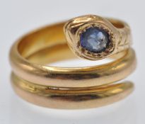 An antique French 18ct Gold & Sapphire Snake Ring