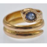 An antique French 18ct Gold & Sapphire Snake Ring