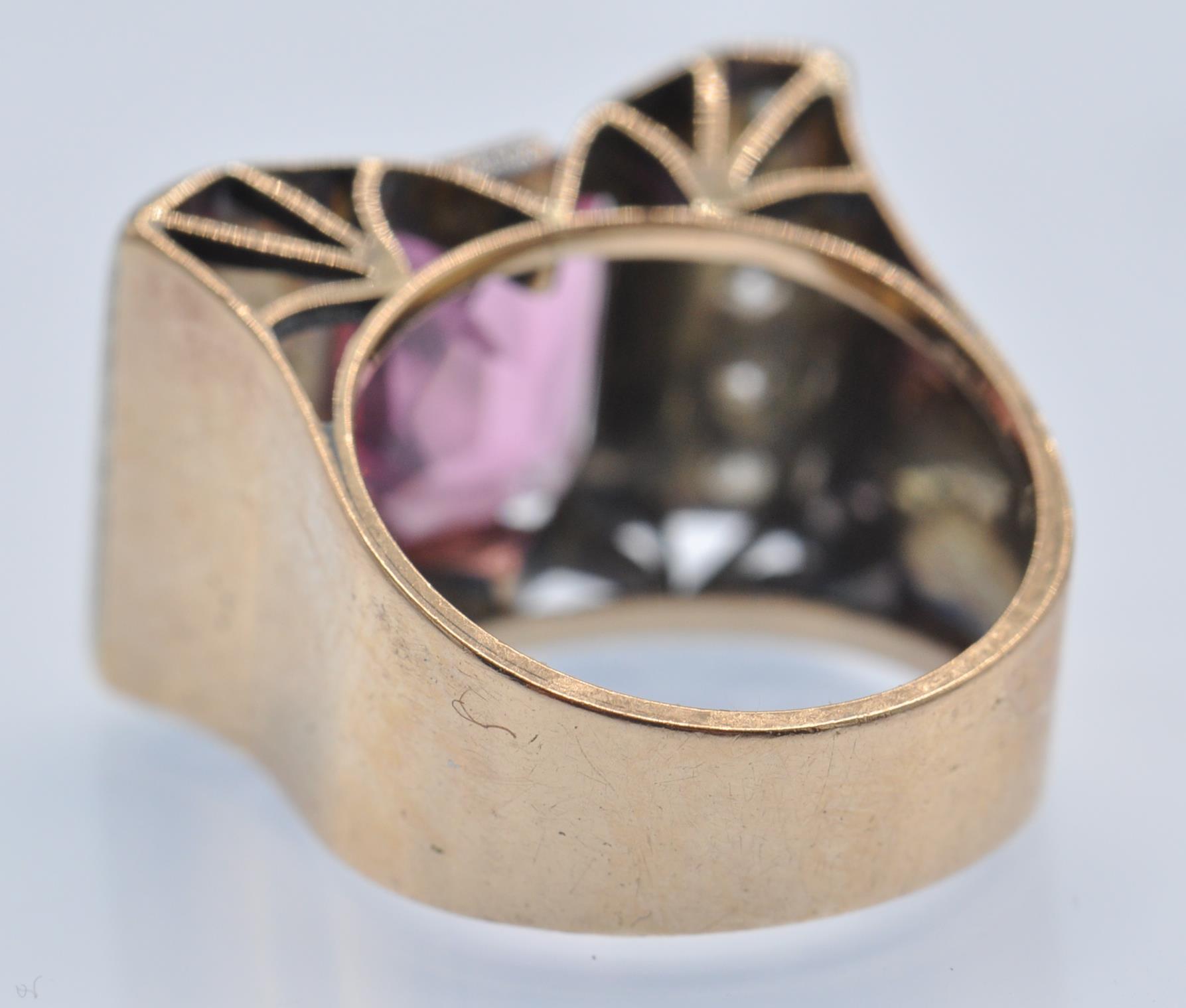 A Retro Rose Gold Tourmaline & Diamond Ring - Image 5 of 5