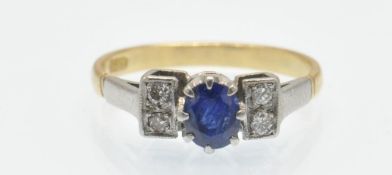 An 18ct White & Yellow Gold Sapphire & Diamond Ring