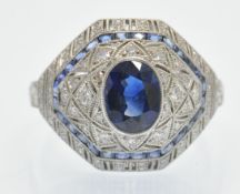 A Platinum Sapphire & Diamond Cocktail Ring