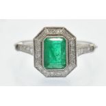 A Platinum Emerald & Diamond Cocktail Ring