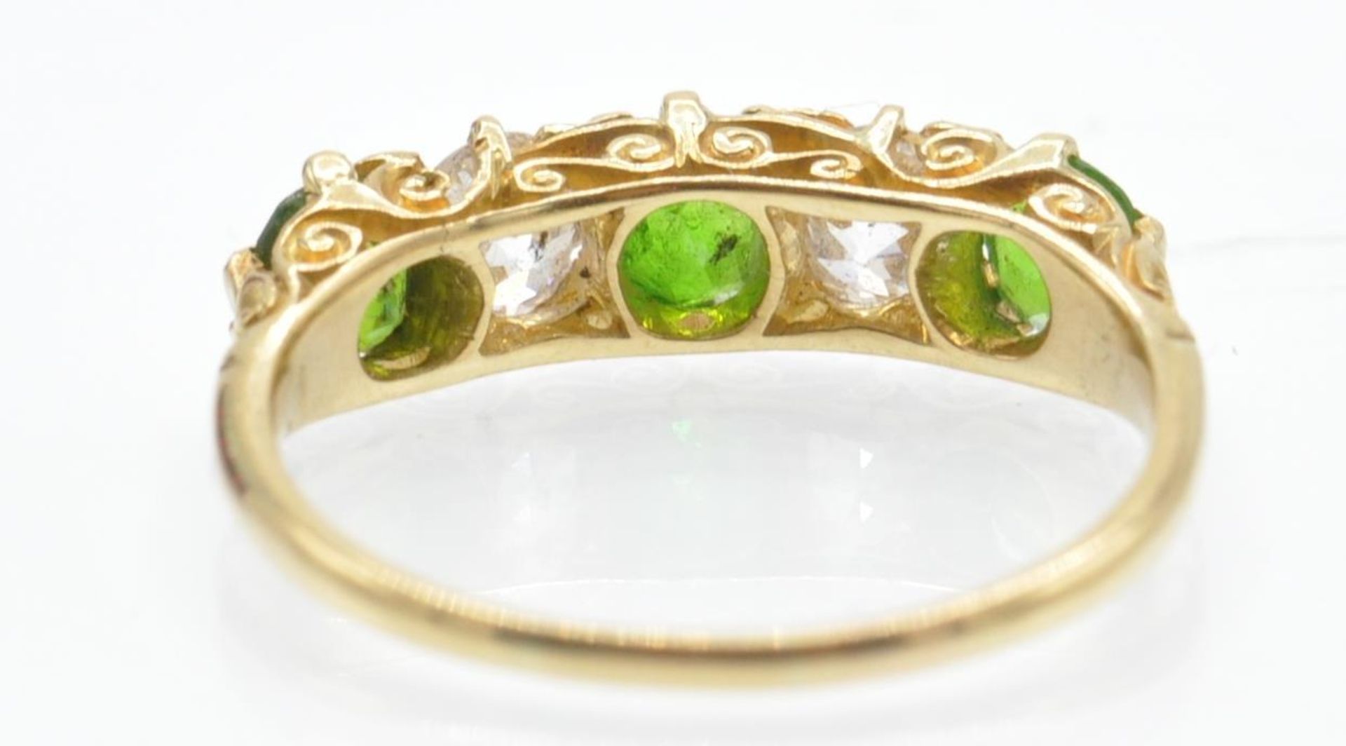 18ct Gold Demantoid Garnet & Diamond Ring - Bild 4 aus 5