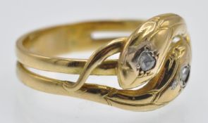 A French Antique 18ct Gold & Diamond Snake Ring