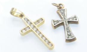 Two Gold Crucifix Necklace Pendants