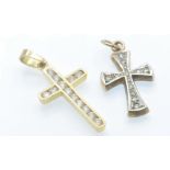 Two Gold Crucifix Necklace Pendants