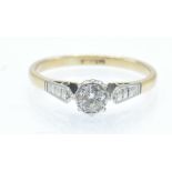 A Vintage 18ct Gold & Platinum Solitaire Diamond Ring