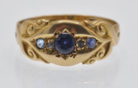 A Hallmarked 18ct Gold Gemstone & Diamond Ring