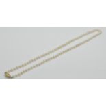 A 9ct gold and cultured pearl necklace.