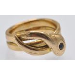 An Antique 18ct Gold & Ruby Snake Ring