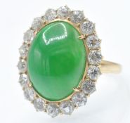 An 18ct Gold 'A' Jade Fei Cui & Diamond Ring