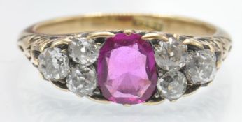 An 18ct Gold Burma Pink Sapphire & Diamond Ring