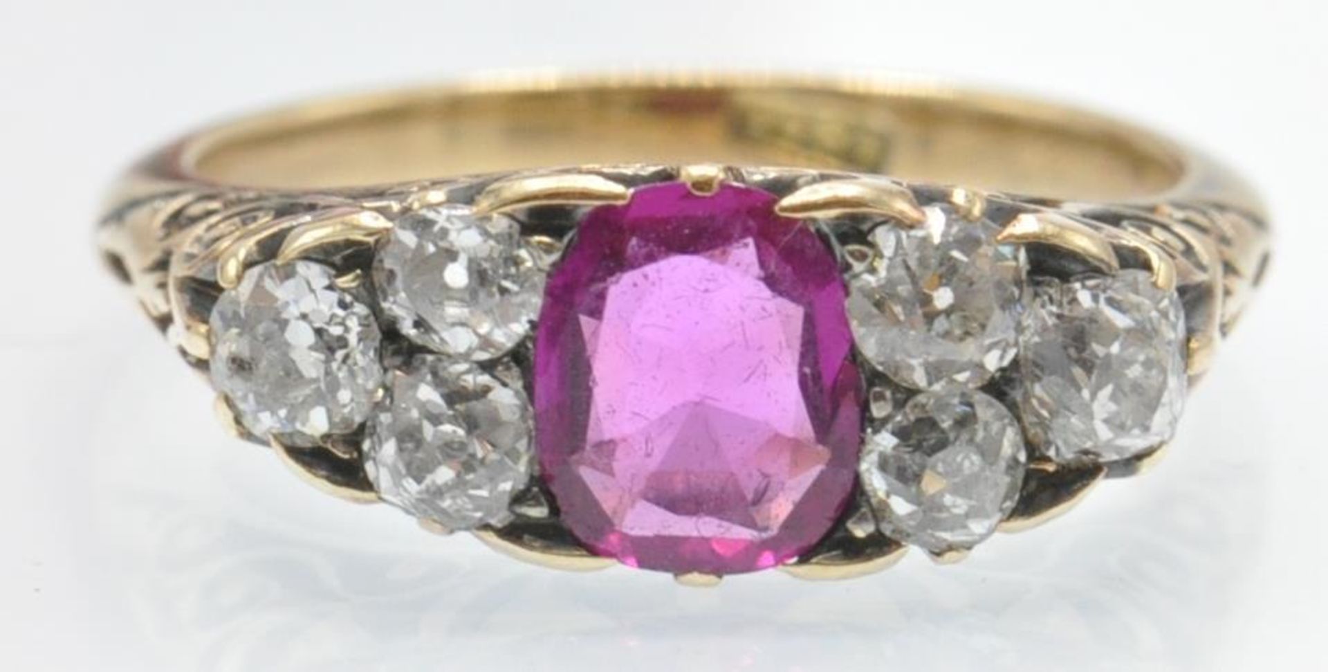 An 18ct Gold Burma Pink Sapphire & Diamond Ring