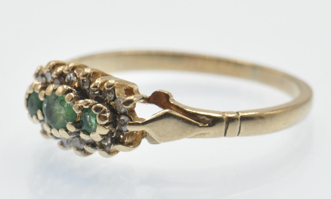 Two hallmarked gem set and diamond rings. To include an emerald and diamond set ring estimated - Image 3 of 6