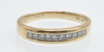 A Hallmarked 9ct Gold & Diamond Half Eternity Ring