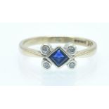 A Hallmarked 9ct Gold Sapphire & Diamond Ring