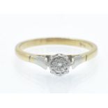 An Antique 18ct Gold & Platinum Solitaire Diamond Ring