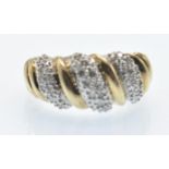 A Hallmarked 9ct Gold & Diamond Dome Ring