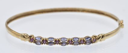 A Hallmarked 9ct Gold & Gem Set Bangle