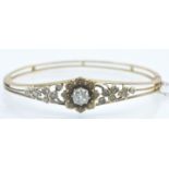 A 19th Century 15ct Gold & Diamond Bangle Bracelet.