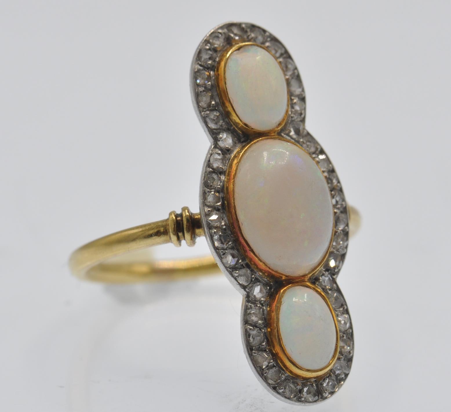 A French 18ct Gold Opal & Diamond 'Up Finger' Ring - Image 4 of 6