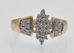 A Hallmarked 9ct Gold & Diamond Cluster Ring