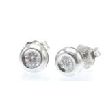 A Pair of Italian 18ct White Gold & Diamond Stud Earrings