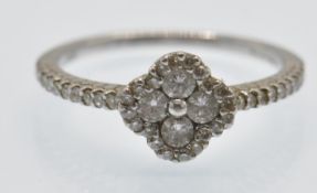 A Hallmarked 14ct White Gold & Diamond Cluster Ring