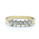 A Hallmarked 9ct Gold 5 Stone Diamond Ring