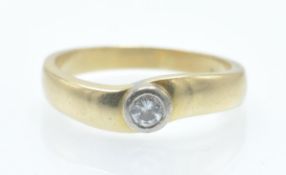 A Hallmarked Contemporary 18ct Gold Solitaire Diamond Ring