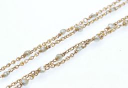 An Antique 15ct Gold & Pearl Guard Chain Necklace