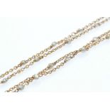 An Antique 15ct Gold & Pearl Guard Chain Necklace