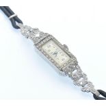 1930's Art Deco platinum and diamond ladies bracelet dress watch