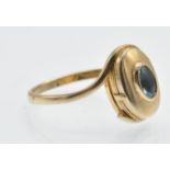 A Hallmarked 9ct Gold & Gem Set Locket Ring