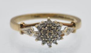 A Hallmarked 9ct Gold & Diamond Cluster Ring