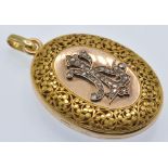 An Antique French 18ct Gold & Diamond Locket Pendant