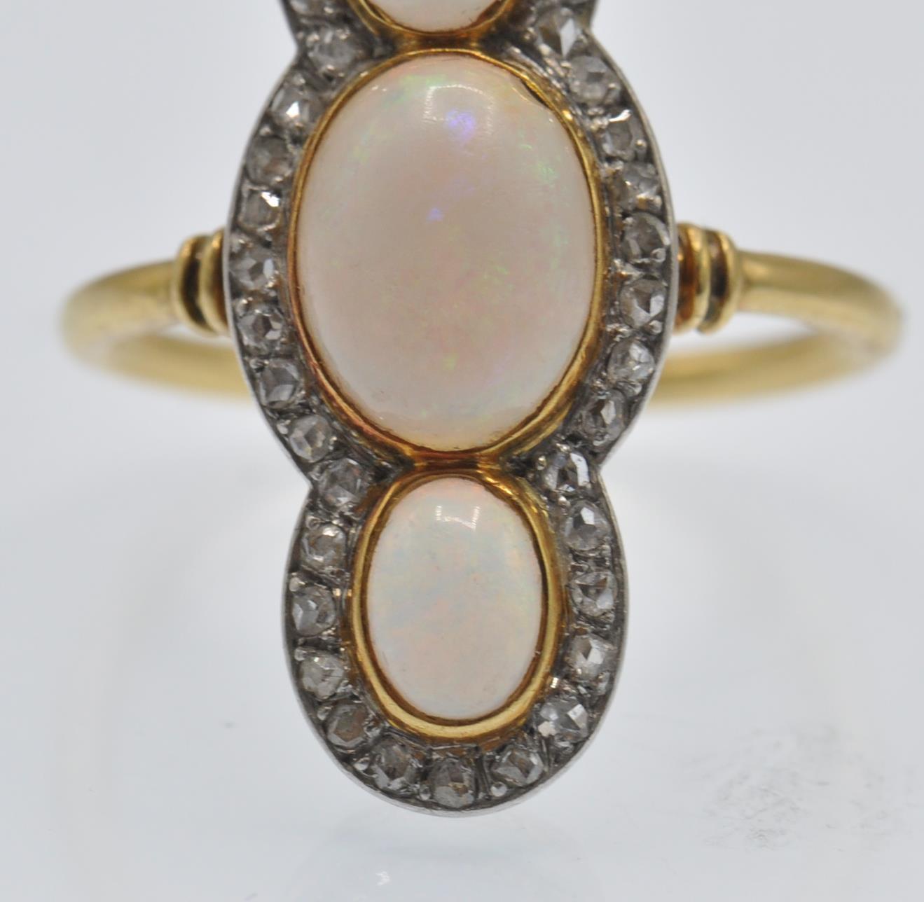 A French 18ct Gold Opal & Diamond 'Up Finger' Ring - Image 2 of 6